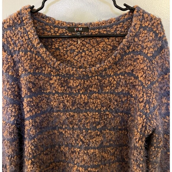 Yest Dutch Eyelash Sweater Super Soft Brown/Navy Blue Womens Size 8 (Medium) - Picture 5 of 6